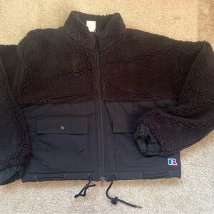 Russell Athletic Black Sherpa Jacket Size Small